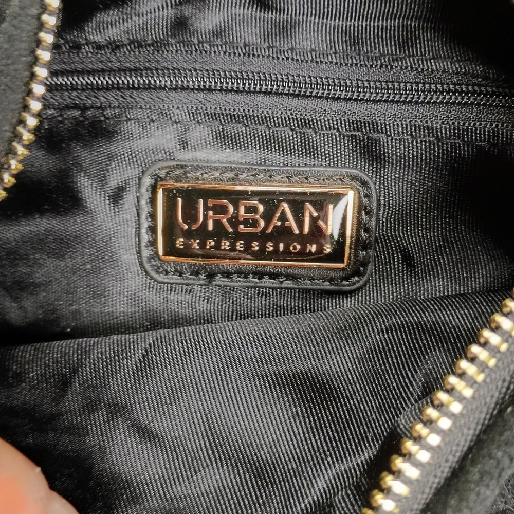 Urban Expressions Woven Hobo Bag Womens Small Black New Knotted Vegan Suede - Picture 2 of 5